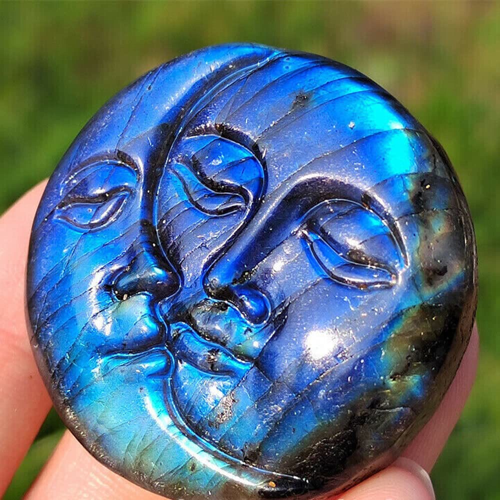 Olivenorma Natural Labradorite Moon Face Ornaments Gemstone Decoration - image 3