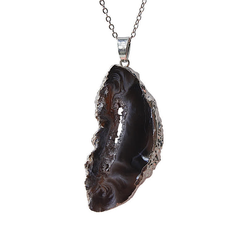 Olivenorma Natural Agate Geode Necklace - Silver - image 6