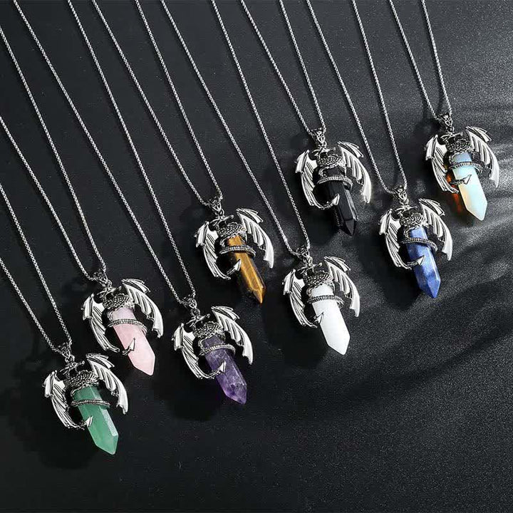 Olivenorma Vintage Dragon Crystal Healing Stone Reiki Necklace - image 5