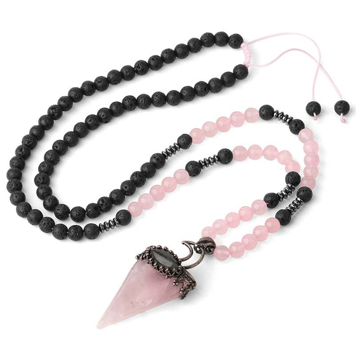 Olivenorma Natural Stone Prismatic Meditation Beaded Necklace - Pink Crystal - image 5