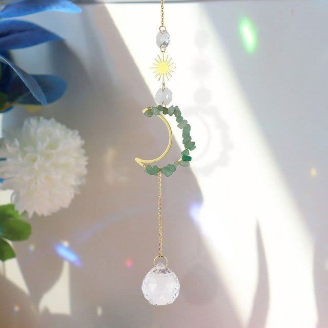 Olivenorma Moon Suncatcher Wall Hanging Wind Chime - Green Aventurine - image 7