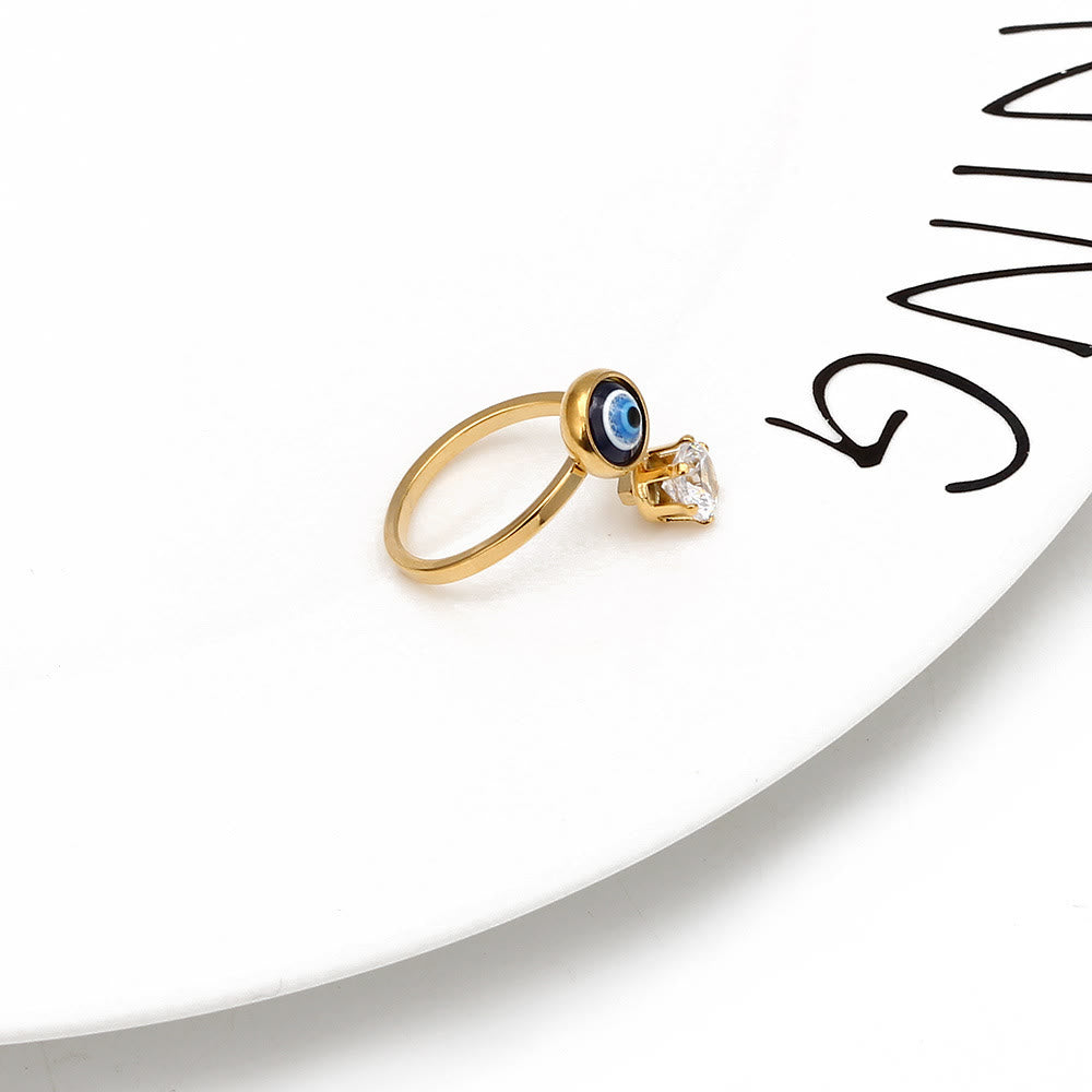 Olivenorma White Zircon Gold Plated Evil Eye Women Ring - image 12