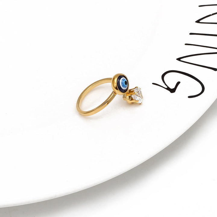 Olivenorma White Zircon Gold Plated Evil Eye Women Ring - image 12