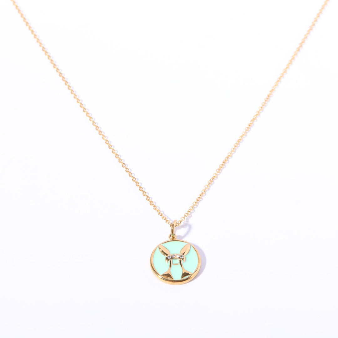 Olivenorma White Zircon Vintage Zodiac Stainless Steel 18k Necklace - Pisces - image 4