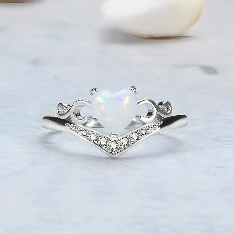 Olivenorma "Peace of Mind" Heart Crown Opal Ring - image 3