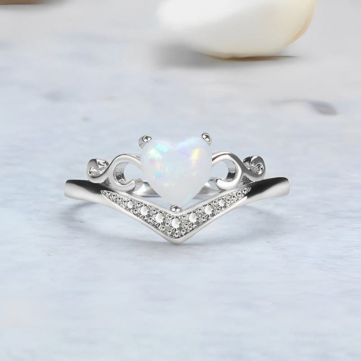 Olivenorma "Peace of Mind" Heart Crown Opal Ring - image 3