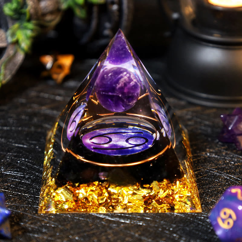 Olivenorma Amethyst Ball Obsidian Gravel Zodiac Cancer Orgone Pyramid - 2.36''*2.36''(6cm X 6cm) - YES PLEASE $8 - image 0