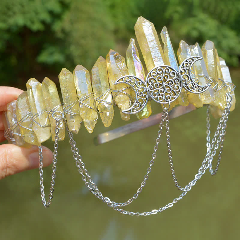 Olivenorma Cresent Moon Goddess Natural Crystal Crown - Citrine#2 - image 41