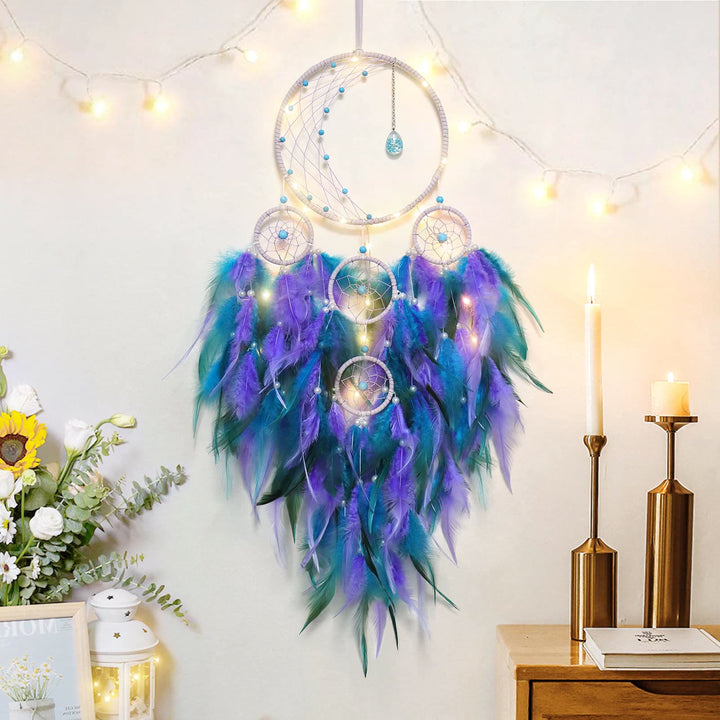 Olivenorma Half Circle Moon Decor With Lights Dream Catcher - Purple&Blue - With Lights - image 0