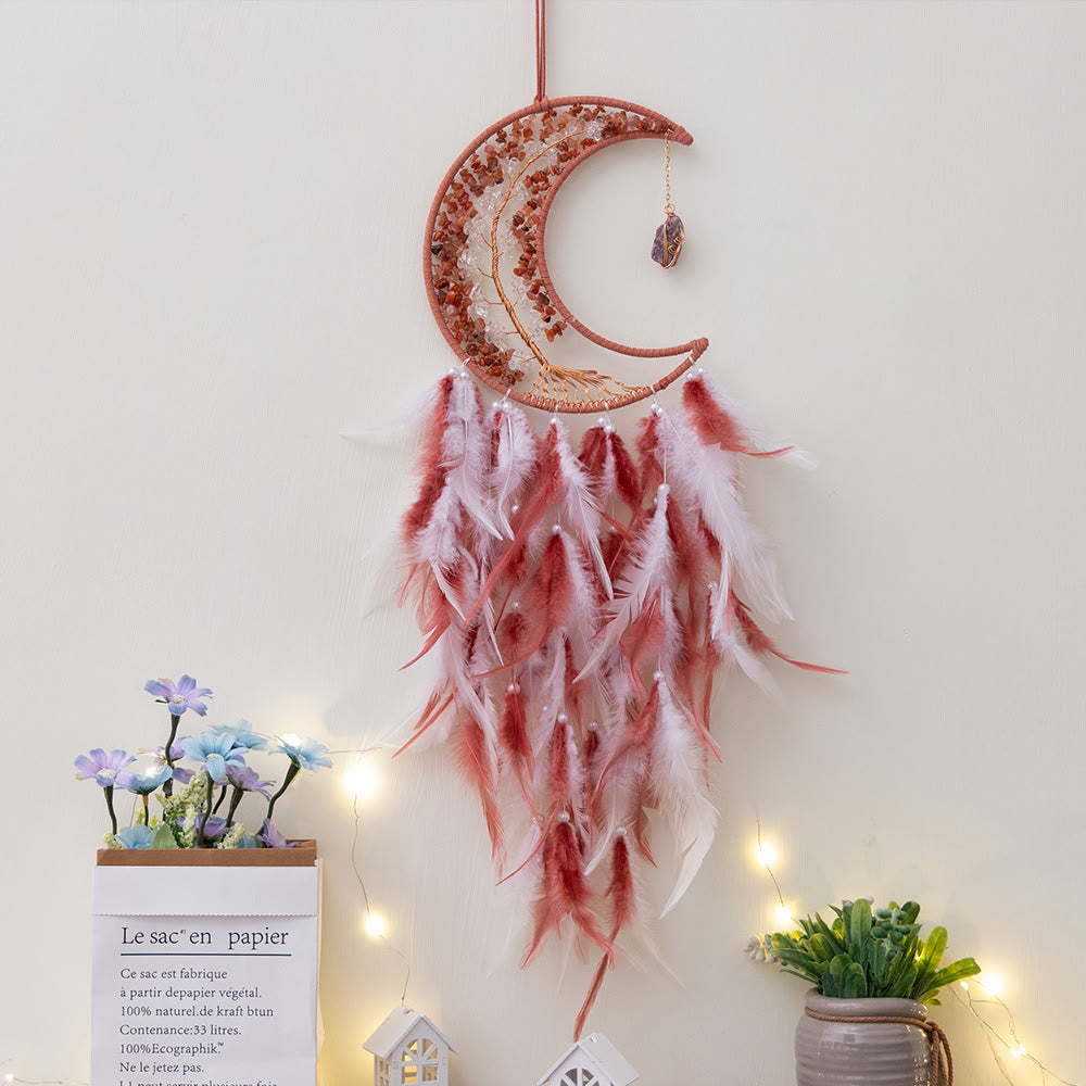 Olivenorma Natural Gravel Woven Tree of Life Moon Dream Catcher - image 1