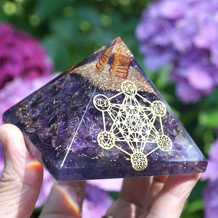 Olivenorma Clear Crystal Pillar Metatron's Cube Orgone Pyramid - image 3