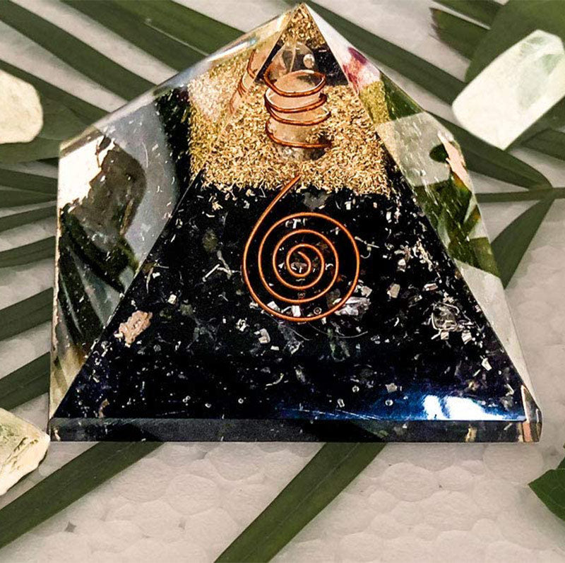 Olivenorma Black Tourmaline with Clear Crystal Mental Balance Orgone Pyramid - 7.5*6.5*6cm - image 0