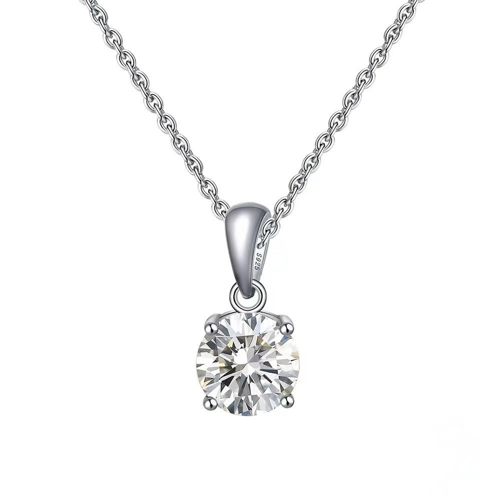 Olivenorma Multicolor Zircon Gemstone Four Claw Pendant Necklace - White Zircon - image 1