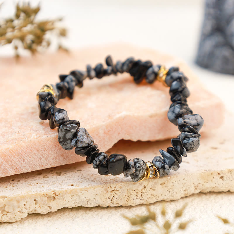 Olivenorma Irregular Stone Crystal Crushed Beads Bracelet - Black Turquoise - image 5