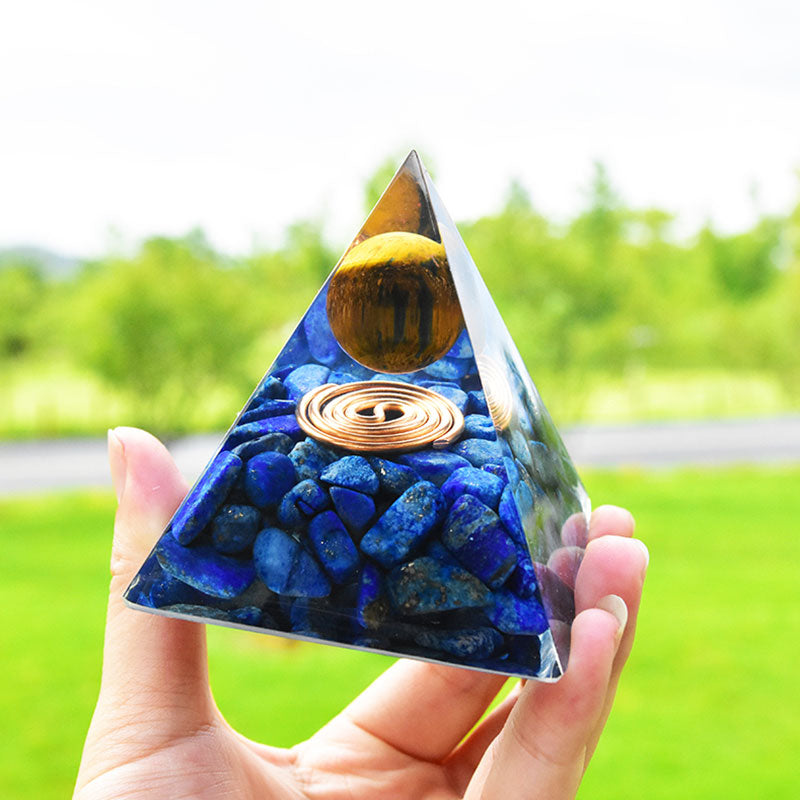 Olivenorma Lapis Lazuli Tiger Eye Orgone Pyramid - image 1