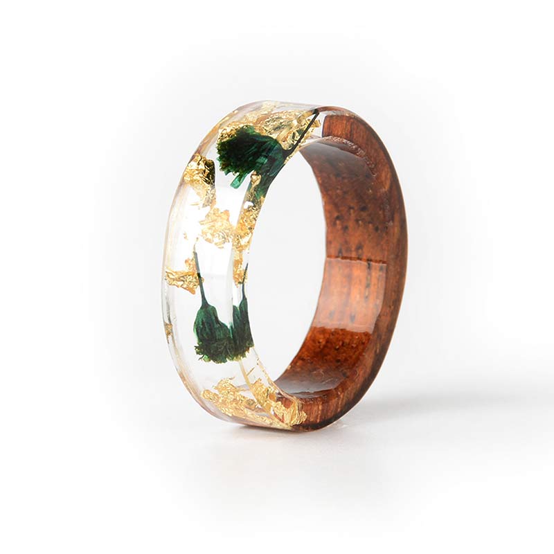 Olivenorma Intellectual & Optimistic - Handmade Wood Ring - Gold+Green - 11 - image 36