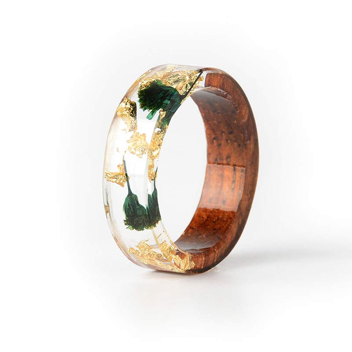 Olivenorma Intellectual & Optimistic - Handmade Wood Ring - Gold+Green - 11 - image 36