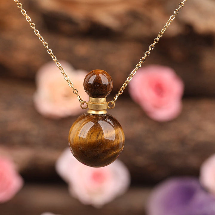 Olivenorma Round Stone Perfume Bottle Pendant Pendants Necklace - image 2