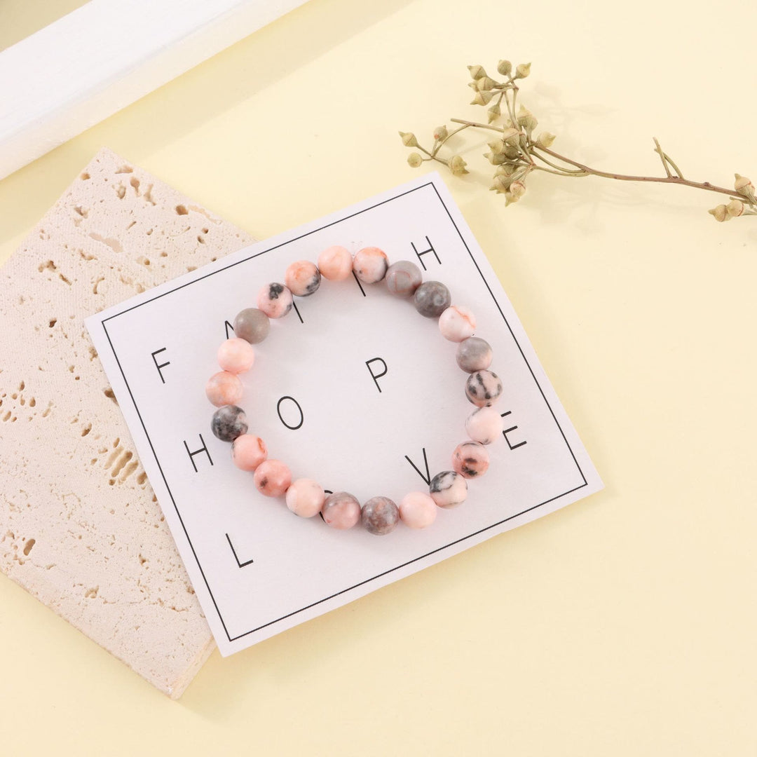 Olivenorma Rhodochrosite Pink Zebra Stone 8mm Handmade Beaded Bracelet - Pink Zebra Stone - image 3