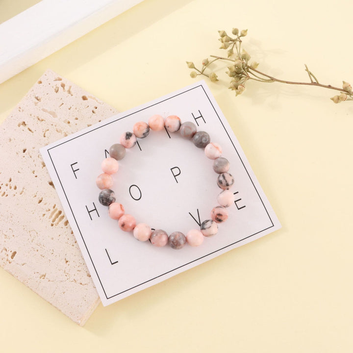 Olivenorma Rhodochrosite Pink Zebra Stone 8mm Handmade Beaded Bracelet - Pink Zebra Stone - image 3