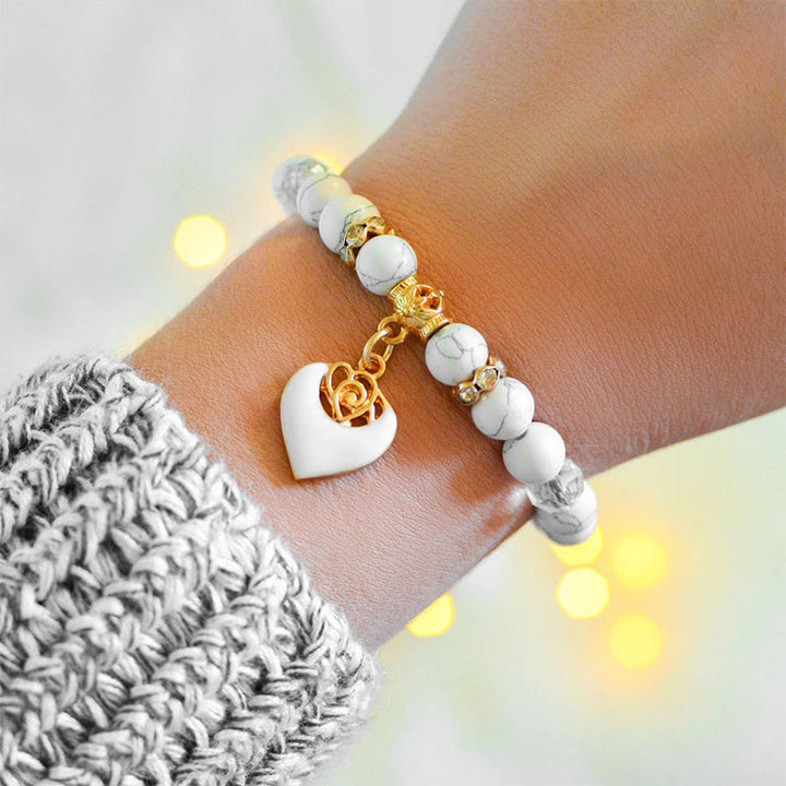 Olivenorma White Rose Beaded Turquoise Bracelet - image 1