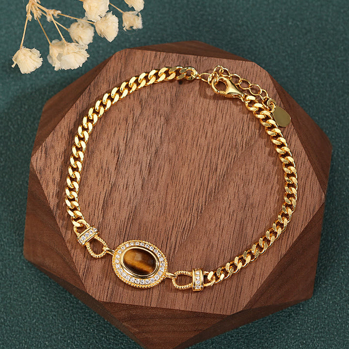 Olivenorma "The Book Of Galaxy" Tiger Eye Gold Bracelet - Tiger Eye - image 0