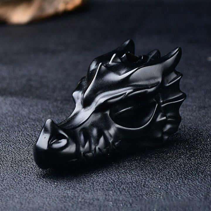 Olivenorma 3.2 Inch Dragon Head Skull Gemstone Decoration - Obsidian - image 17