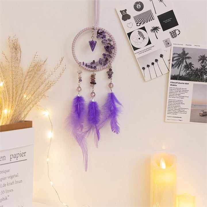 Olivenorma Amethyst Pendant Small Crescent Feather Dream Catcher - image 4