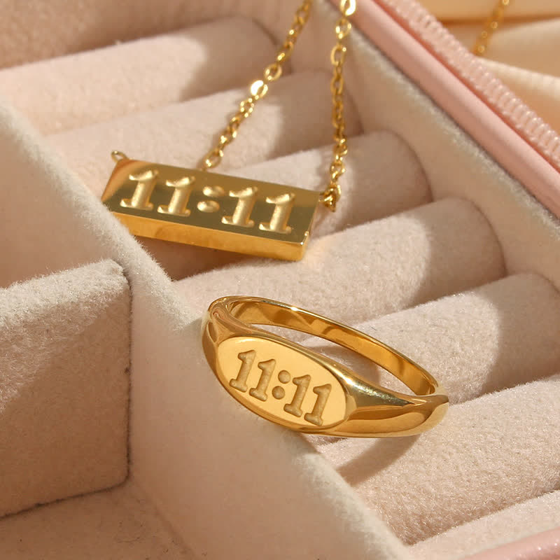 Olivenorma 11:11 Angel Number Dainty Necklace And Ring - image 10