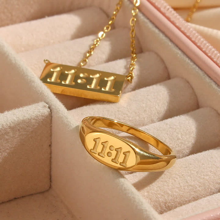 Olivenorma 11:11 Angel Number Dainty Necklace And Ring - image 10
