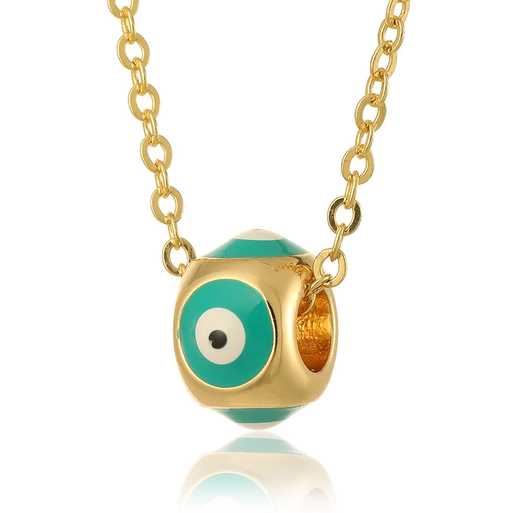 Olivenorma Oil Dripping Round Evil Eye Pendant Necklace - Green - image 5