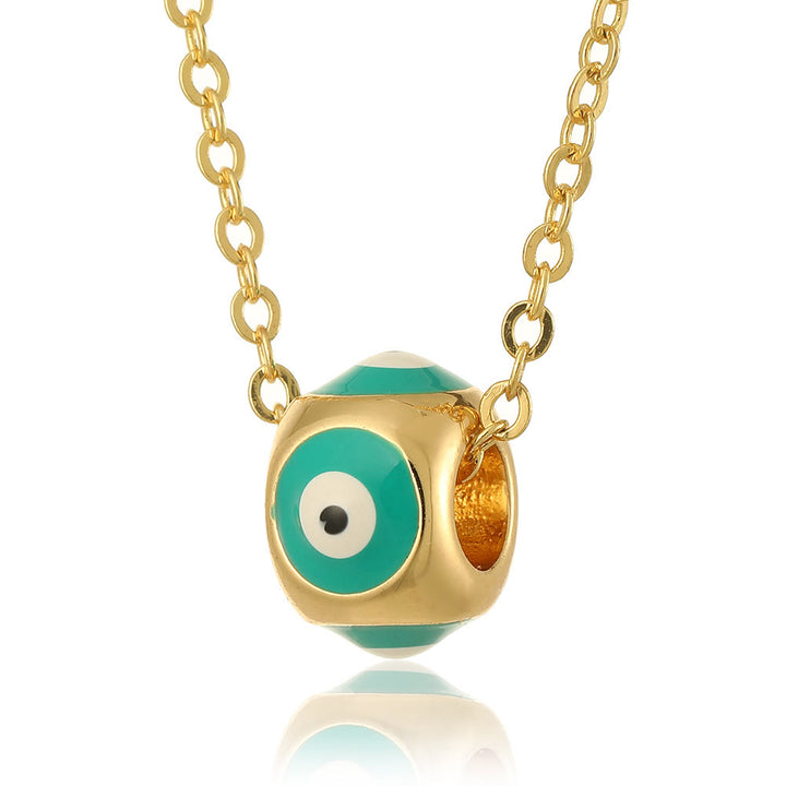 Olivenorma Oil Dripping Round Evil Eye Pendant Necklace - Green - image 5