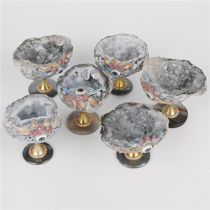 Olivenorma Natural Crystal Geode Holy Grail Evil Eye Decoration - image 10