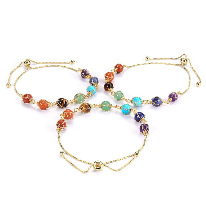 Chakra Natural Golden Color Adjustable Yoga Bracelet - image 6