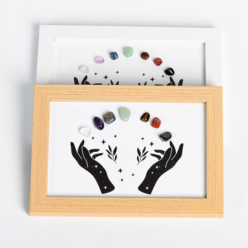 Olivenorma Hands Chakra Stone Crystal Wooden Photo Frame Decoration - image 4