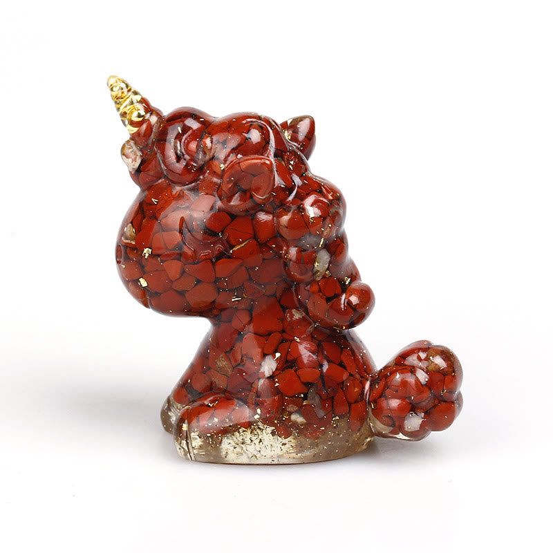 Olivenorma Crystal Unicorn Gemstone Decoration - Red Jasper&Gold Foil - image 45