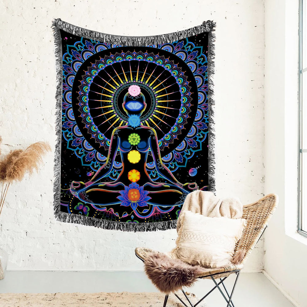 Olivenorma Meditation Chakra Pattern Lace Tassel Tapestry - image 1