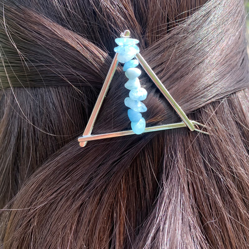 Olivenorma Crystal Triangle Gravel Geometric Hair Accessories Comb Hairpin - image 4