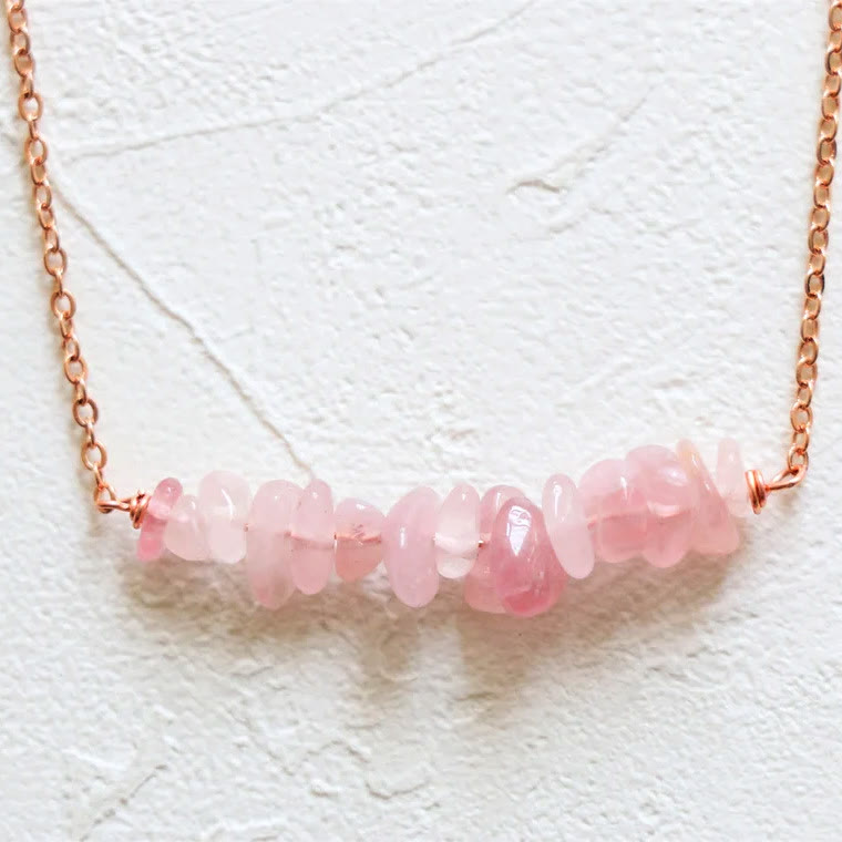 Olivenorma Natural Rose Quartz Gravel Necklace - image 2