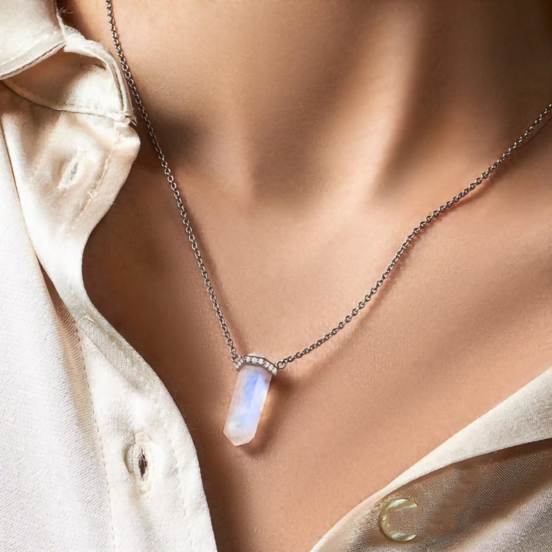 Olivenorma Hexagon Clear Quartz Silver Rose Gold Necklace - image 1
