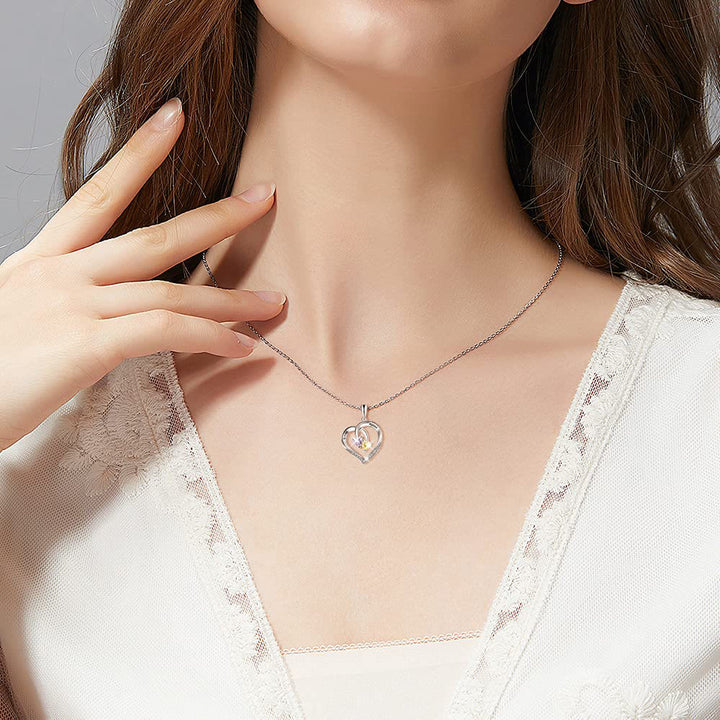 Olivenorma Custom Heart Promise 2 Birthstones Name Engaving Necklace - image 2