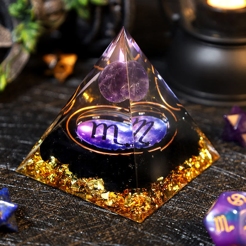 Olivenorma Amethyst Ball Obsidian Gravel Zodiac Scorpio Orgone Pyramid - image 1