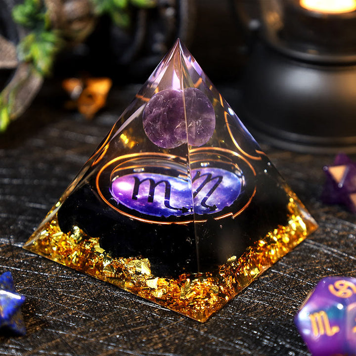 Olivenorma Amethyst Ball Obsidian Gravel Zodiac Scorpio Orgone Pyramid - image 1