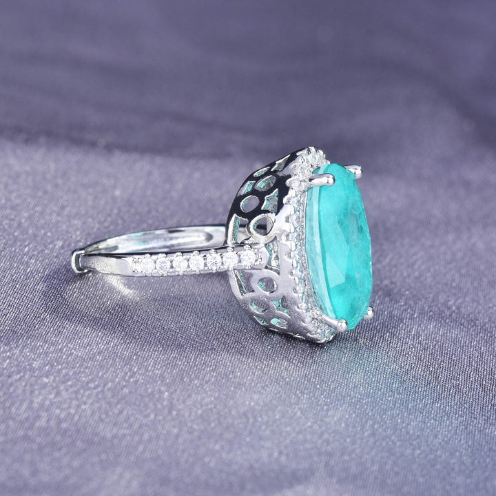 Olivenorma Large Oval Paraiba Tourmaline Adjustable Engagement Ring - image 6