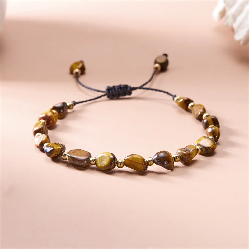 Olivenorma Natural Irregular Stone Beads Hand Woven Bracelet - Tiger Eye - image 5
