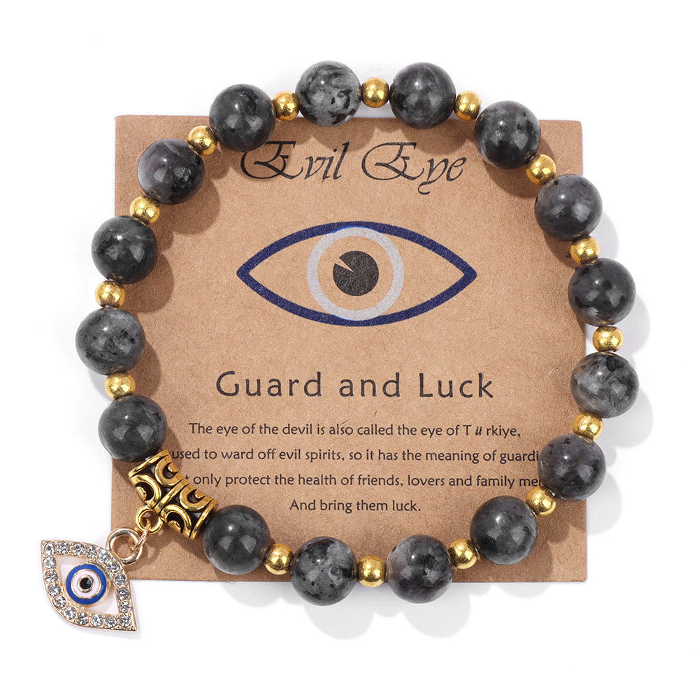 Olivenorma Natural Stone Bead Evil Eye Pendant Bracelet - Flash Stone - image 11