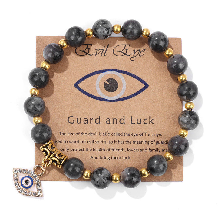 Olivenorma Natural Stone Bead Evil Eye Pendant Bracelet - Flash Stone - image 11