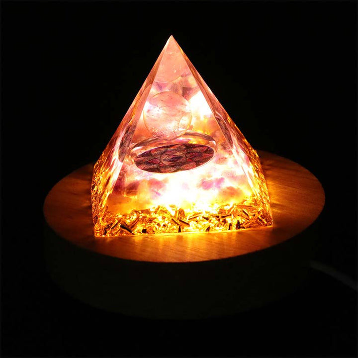 Olivenorma USB Pyramid Light Base Wooden Display Lamp Holder - image 6