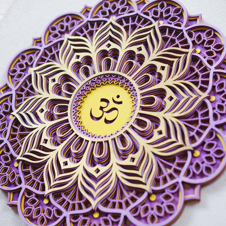 Olivenorma Purple Pink Om Hamsa Chakra 3D Carving Wall Decor - image 6