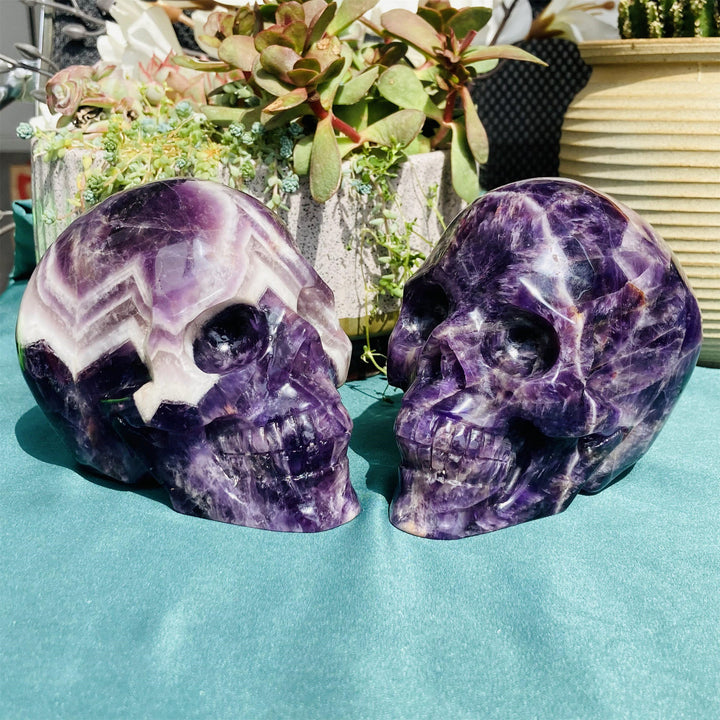 Olivenorma 10cm Natural Dream Amethyst Gemstone Decoration Crystal Skull - Dream Amethyst - image 0